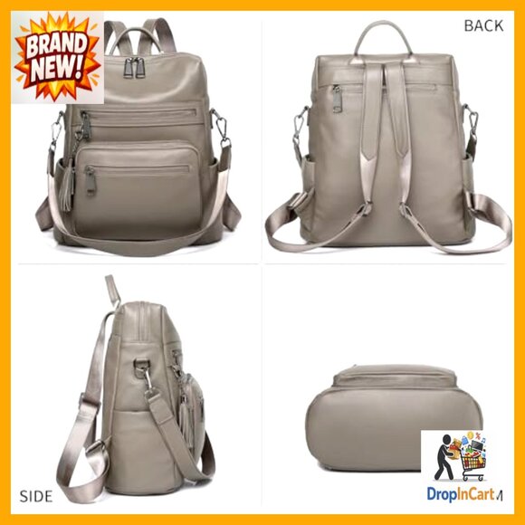 Genuine Leather Backpack Purse Convertible Shoulder Bag Daypack Minimal Chic